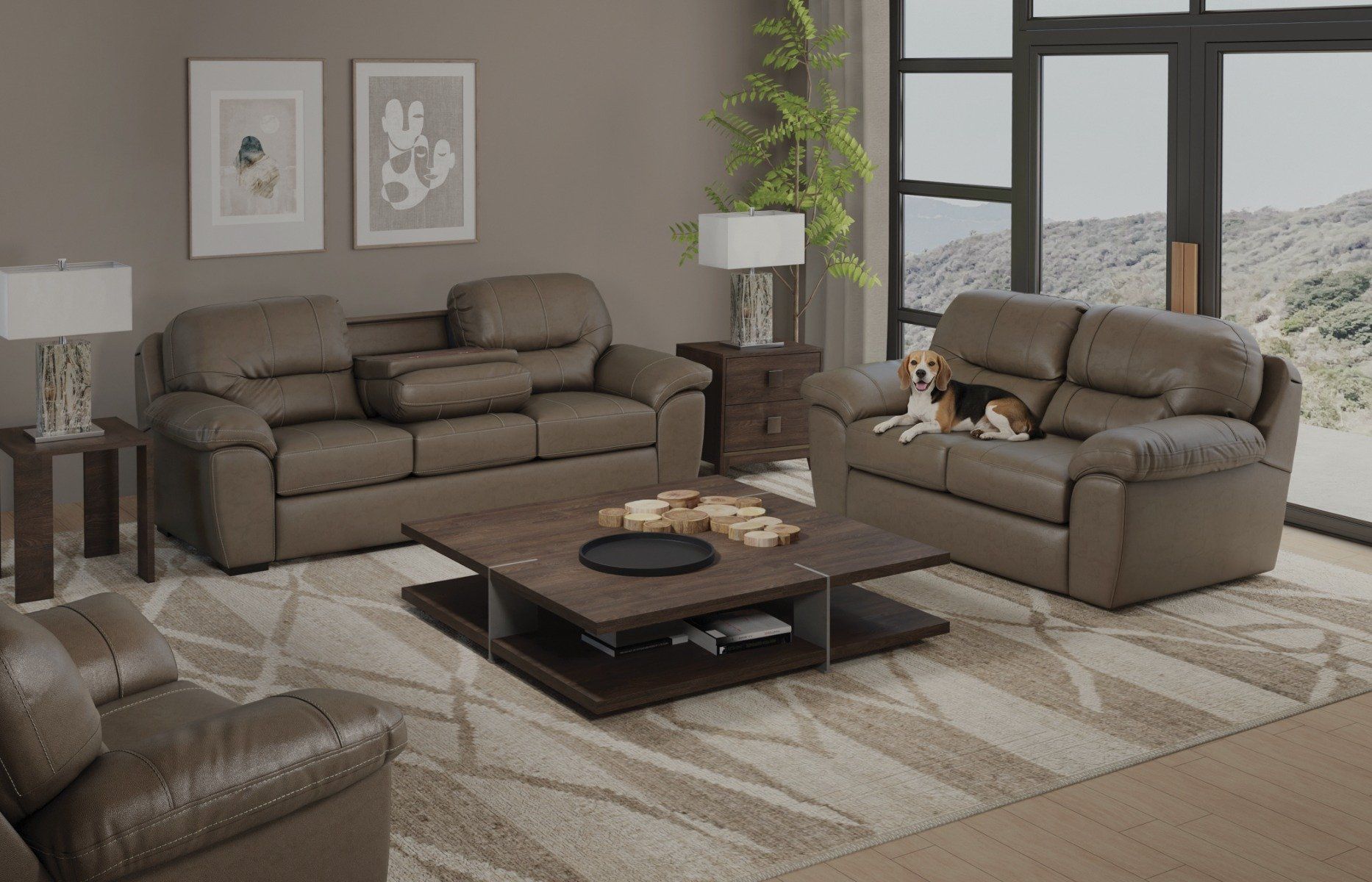 Dutton Collection by Transitional Jackson with Recliners with Recliners in Faux Leather with Recliners