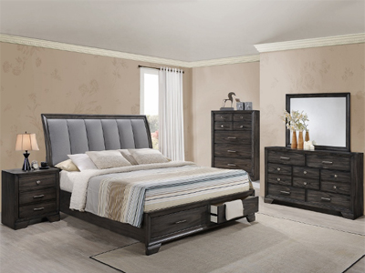 Contemporary Jaymes Collection by Crown Mark in Wood by Crown Mark by Crown Mark in Dark Brown by Crown Mark with Mirrors in Dark Brown