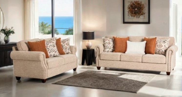 Transitional Transitional Transitional Buckhurst Collection in Fabric with Accent Chairs