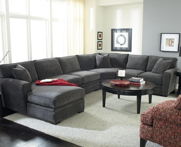 Fabric Sectionals in Gray and Resin