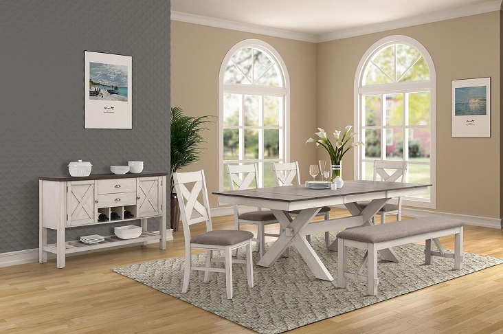Transitional Homestead Collection in Two-tone Brown Dining Room Sets