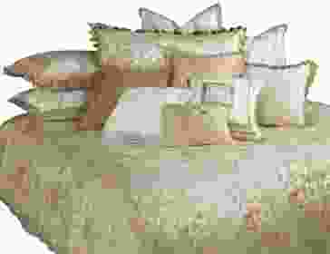 AICO Luxembourg 12-pc Queen Comforter Set in Crème BCS-QS12-LUXEMB-CRM PROMO
