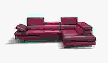 J&M A761 Italian Leather Right Hand Facing Sectional in Red 178554-RHFC