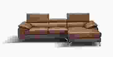 J&M A973B Italian Leather Right Facing Chaise Mini Sectional in Caramel 17906122-RHFC