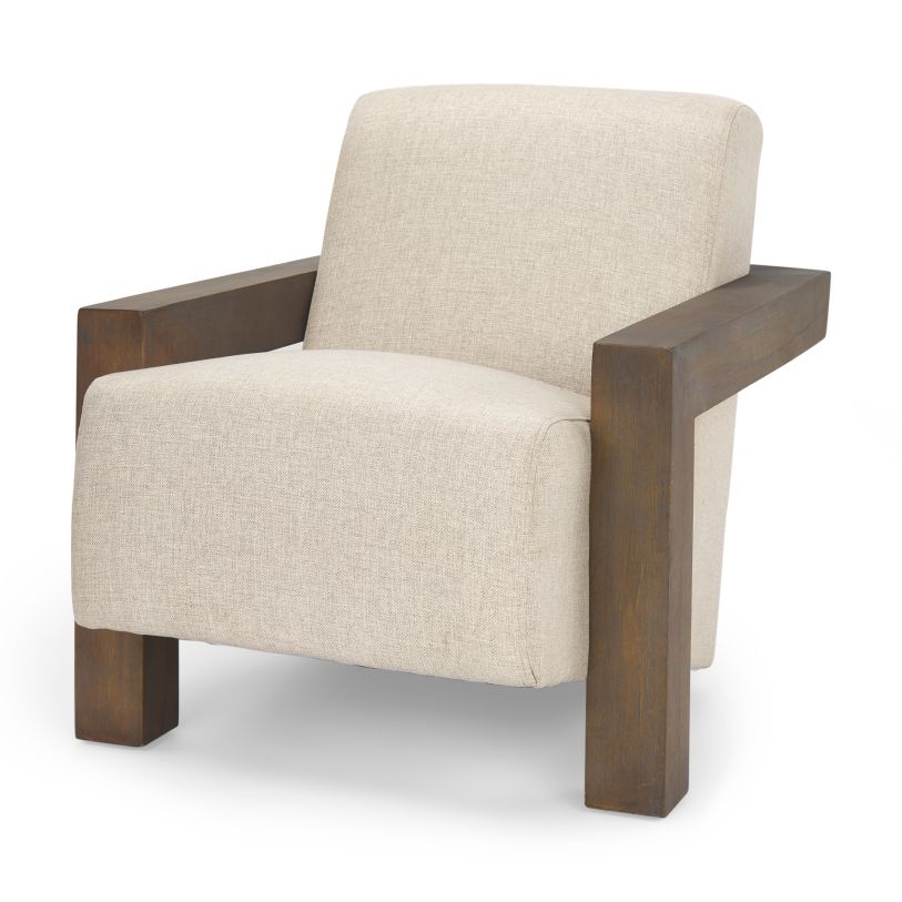 Mercana Sovereign Oatmeal Fabric Upholstered w/ Solid Wood Frame