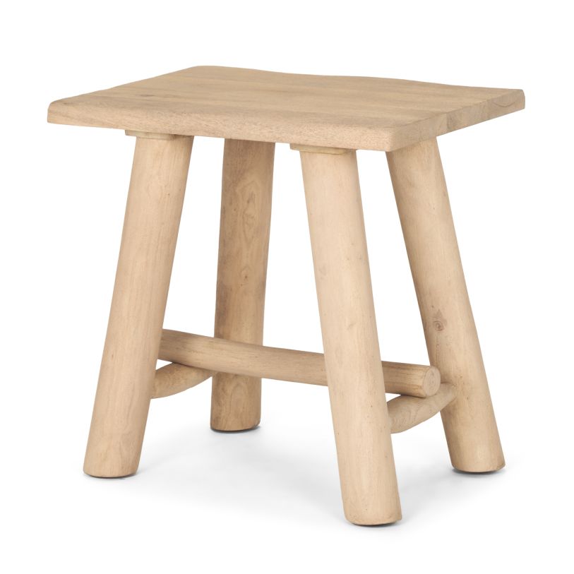 Mercana Sekou Light Brown Short Wooden Craftsman Stool 70782