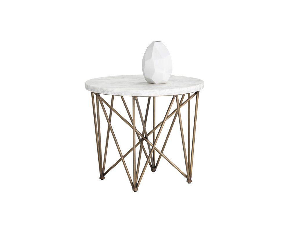 Shop SUNPAN Skyy Side Table in White/Antique Brass 102386 Shop SUNPAN Skyy Side Table in White/Antique Brass 102386