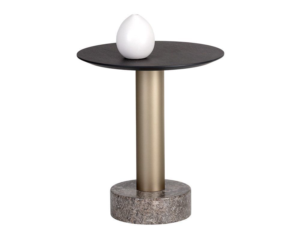 Large image SUNPAN Monaco End Table in Charcoal Grey/Gold/Grey Marble 104629