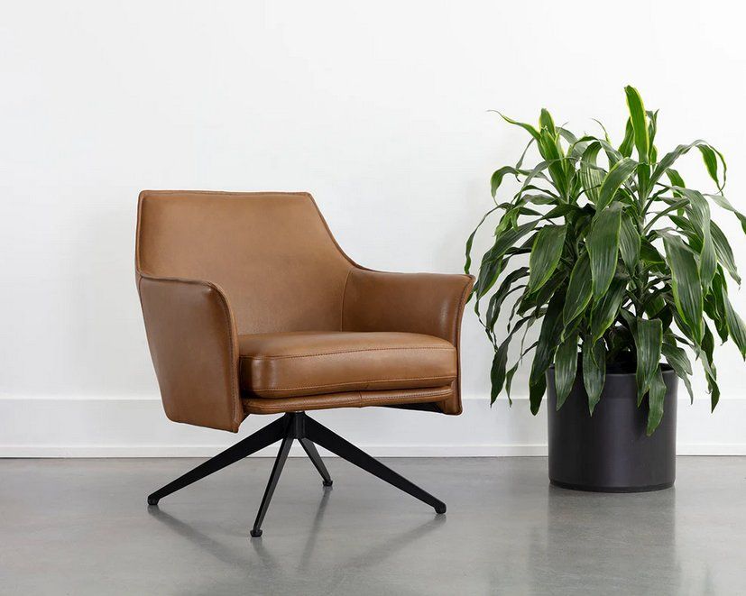 SUNPAN Crosby Swivel Lounge Chair - Missouri Cognac Leather
