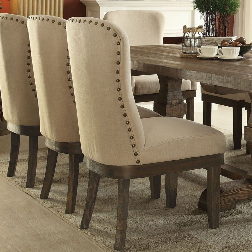 Acme Landon Upholstered Side Chair in Beige and Salvage Brown Set of 2 60742A CLEARANCE EST