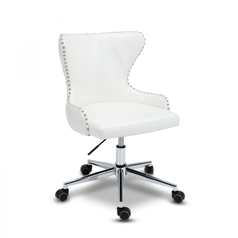 Meridian Hendrix Faux Leather Office Chair in White Faux Leather