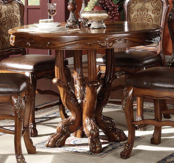 Acme Dresden pc Round Counter Height Dining Table Set in Brown