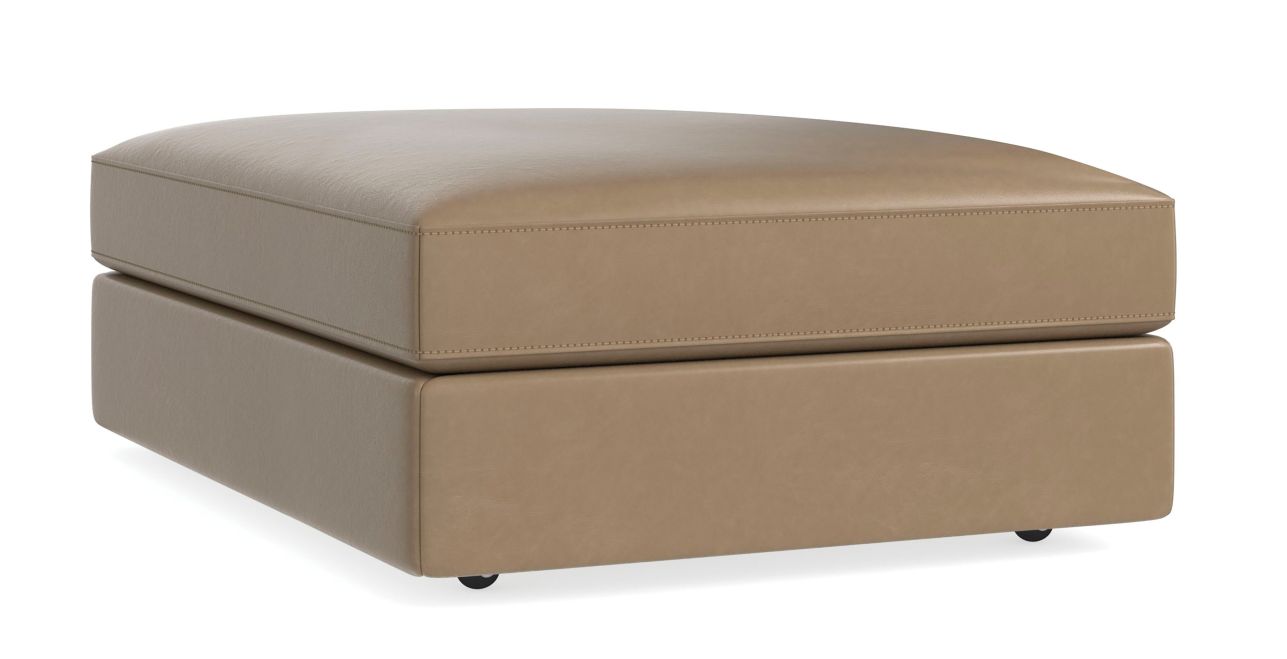 Bassett Furniture Danbury Leather Medium Square Tufted Top Leather Storage Ottoman 1404 S3535TL