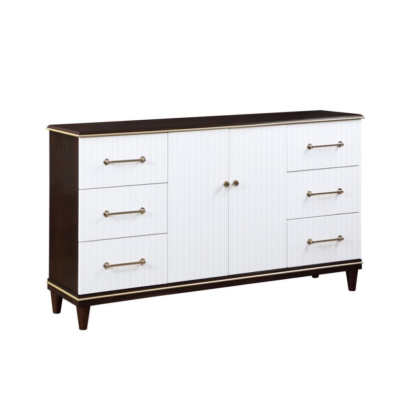 Shop Homelegance Niles Dresser in White and Cherry 1451-5 Shop Homelegance Niles Dresser in White and Cherry 1451-5