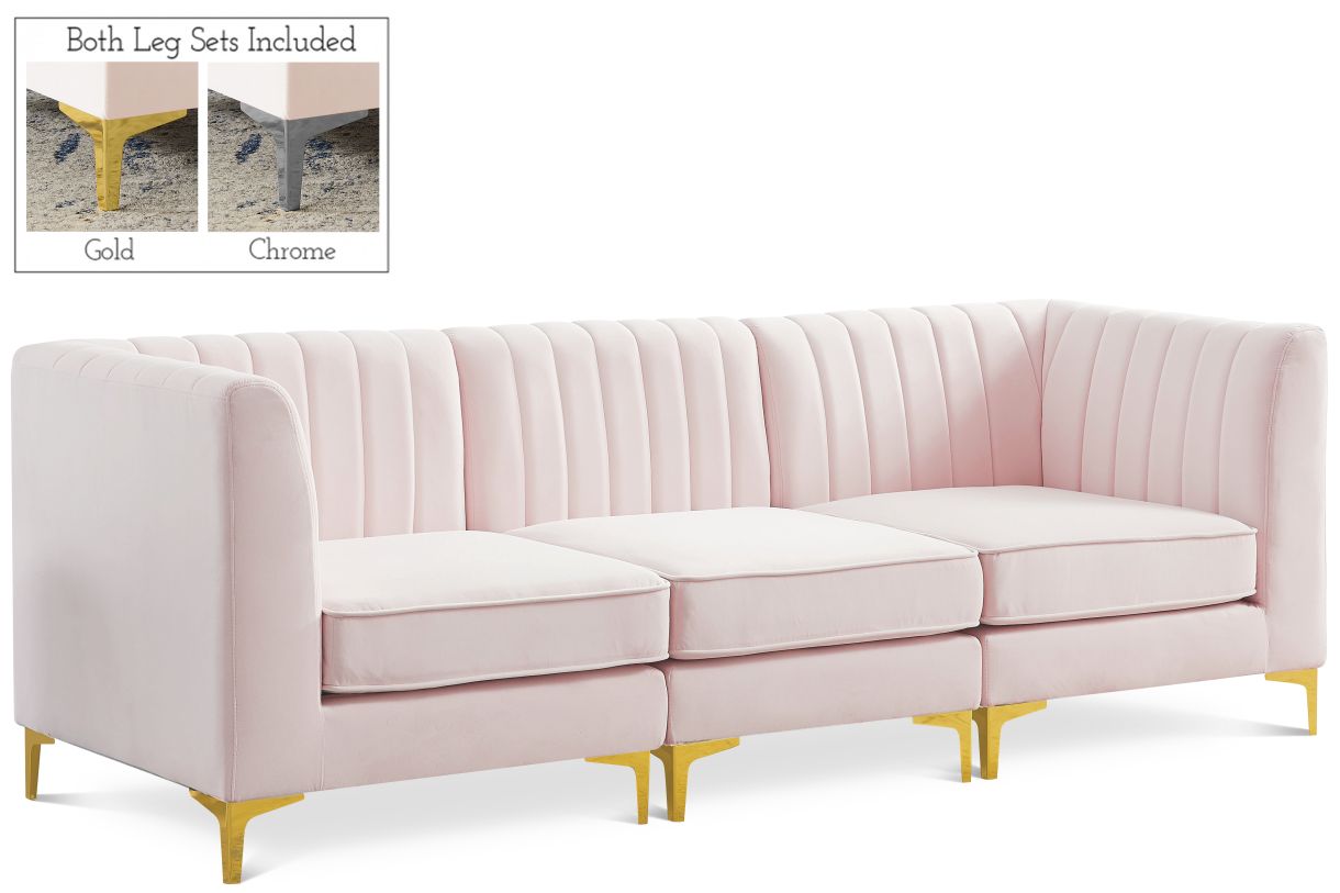 Meridian Furniture Alina Velvet Modular Sofa S93 Meridian Furniture Alina Velvet Modular Sofa S93