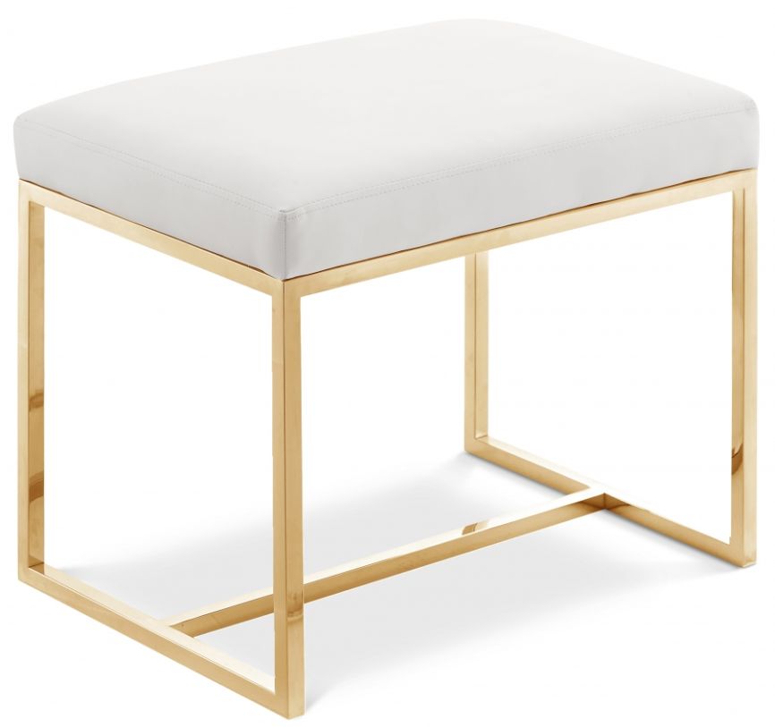 Meridian Furniture Monroe Faux Leather Ottoman | Stool - Gold Meridian Furniture Monroe Faux Leather Ottoman | Stool - Gold