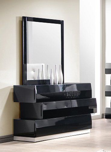 Large image J&M Furniture Milan Dresser & Mirror in Black