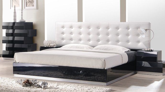 Large image J&M Furniture Milan Queen Platform Bed in Black