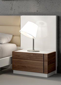 Large image J&M Furniture Lisbon Premium Left Nightstand in White/Walnut