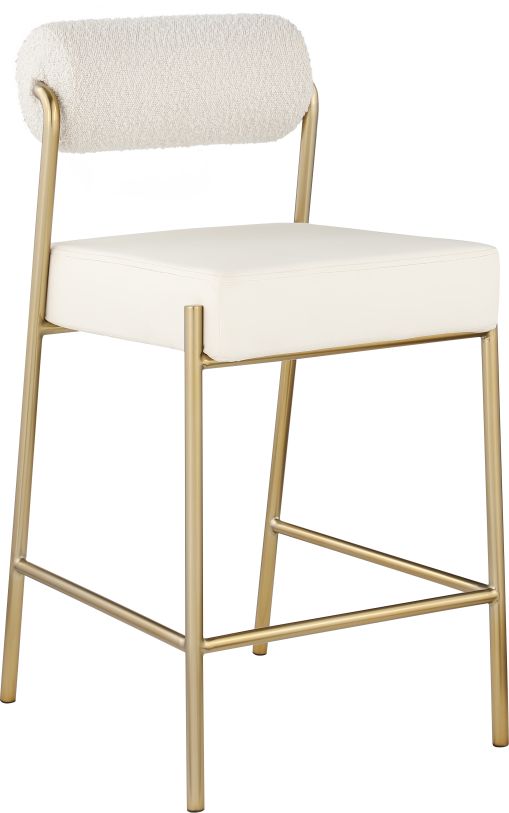 Meridian Furniture Carly Boucle Fabric & Faux Leather Counter Stool