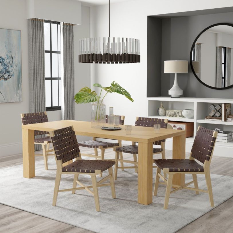 Euro Style Abby 7pc 84 Rectangular Dining Set in Oak