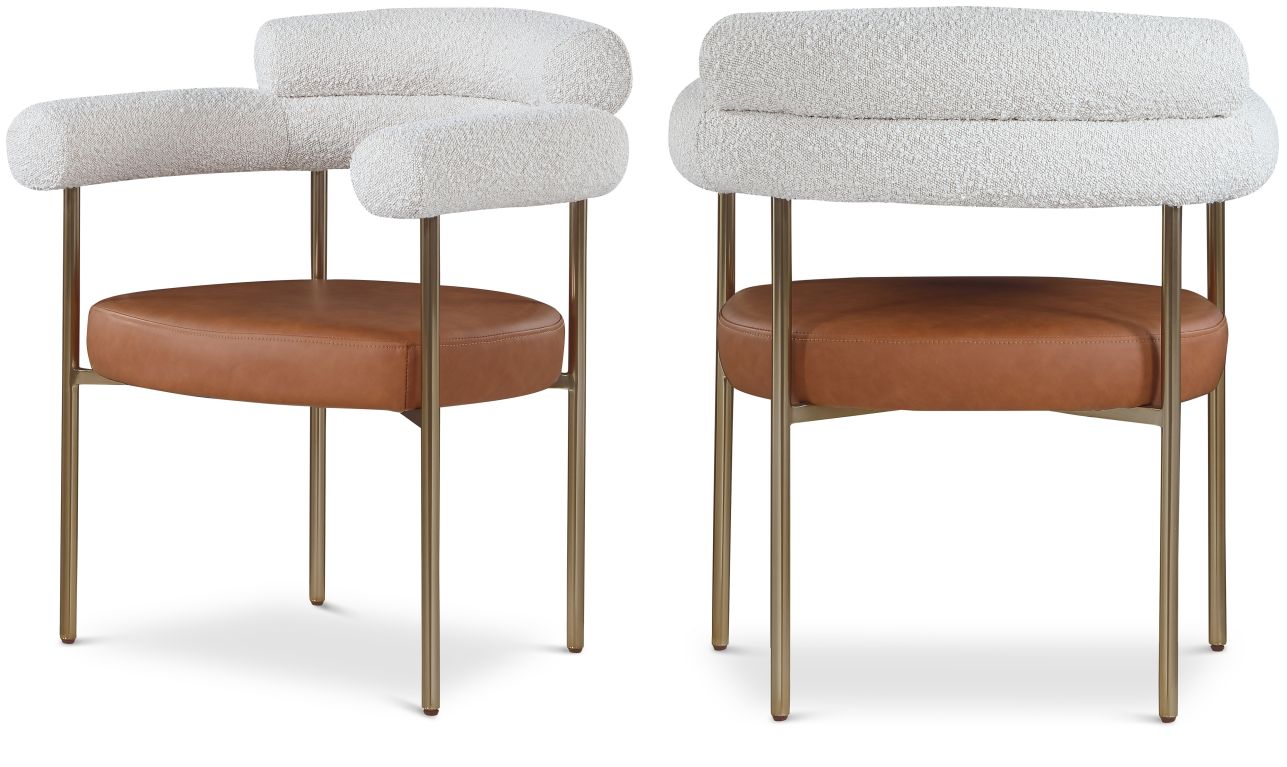 Meridian Furniture Blake Boucle Fabric and Faux Leather Dining Chair