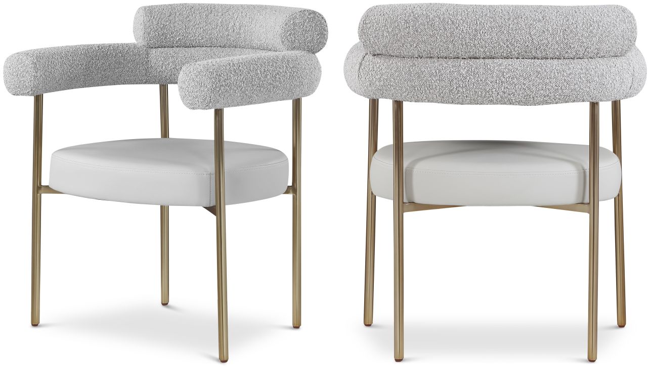 Meridian Furniture Blake Boucle Fabric and Faux Leather Dining Chair