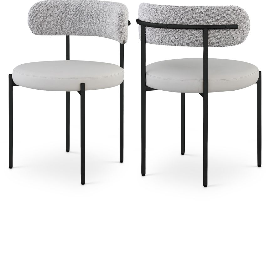 Meridian Furniture Beacon Faux Leather and Boucle Fabric Dining Chair Meridian Furniture Beacon Faux Leather and Boucle Fabric Dining Chair