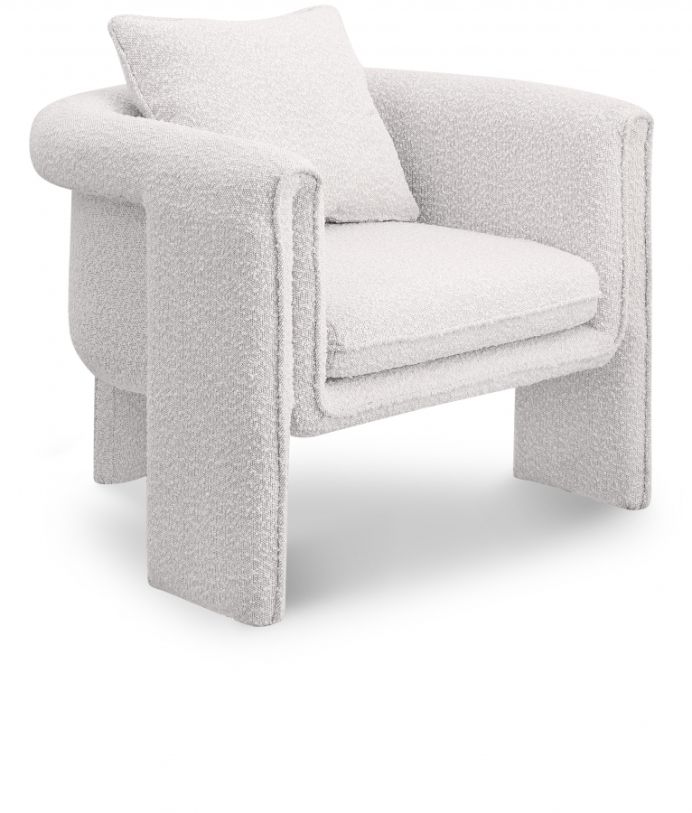 Meridian Stylus Boucle Accent Chair in Cream Boucle Fabric 425Cream