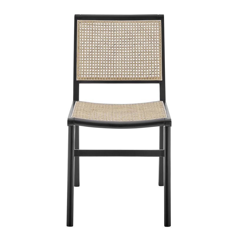 Large image Euro Style Joelle Side Chair in Matte Black Beech Wooden Frames with Natural Cane Seat & Back 39182-BLK