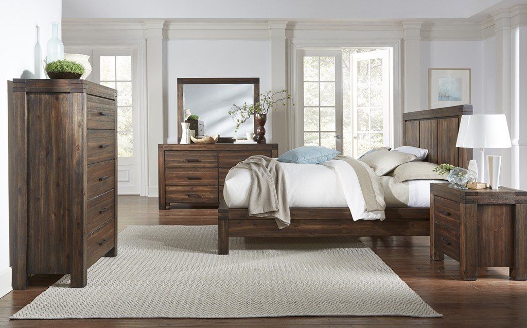 Modus Meadow 4 Piece Platform Bedroom Set in Brick Brown CODE UNIV20 for 20 Off