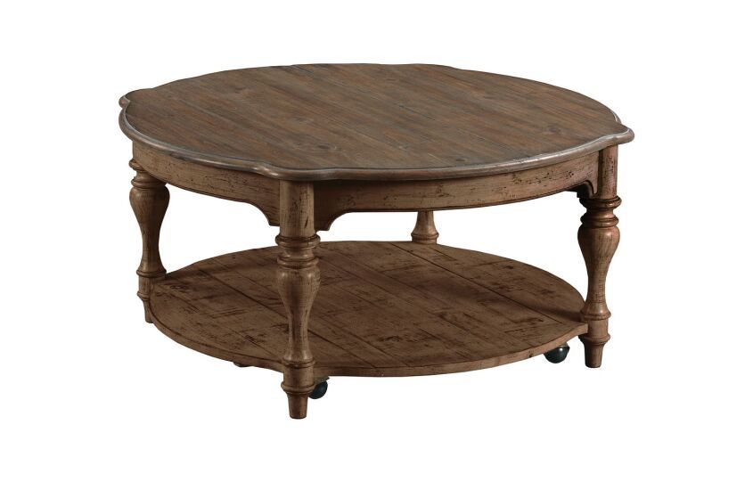 Large image Kincaid Weatherford-Cornsilk Bolton Round Cocktail Table in Brown 76-024  CODE:UNIV26 for 26% Off