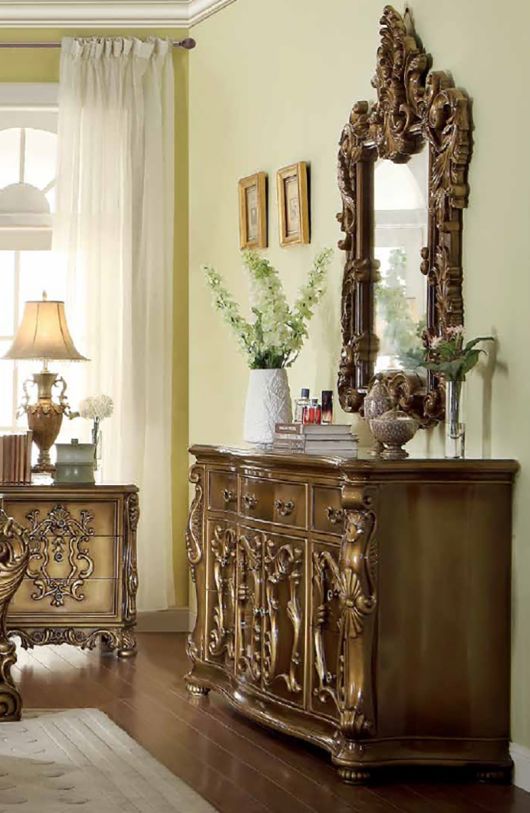 white christmas dresses Hd-1801 Bedroom Set In Antique Gold Finish main image 1