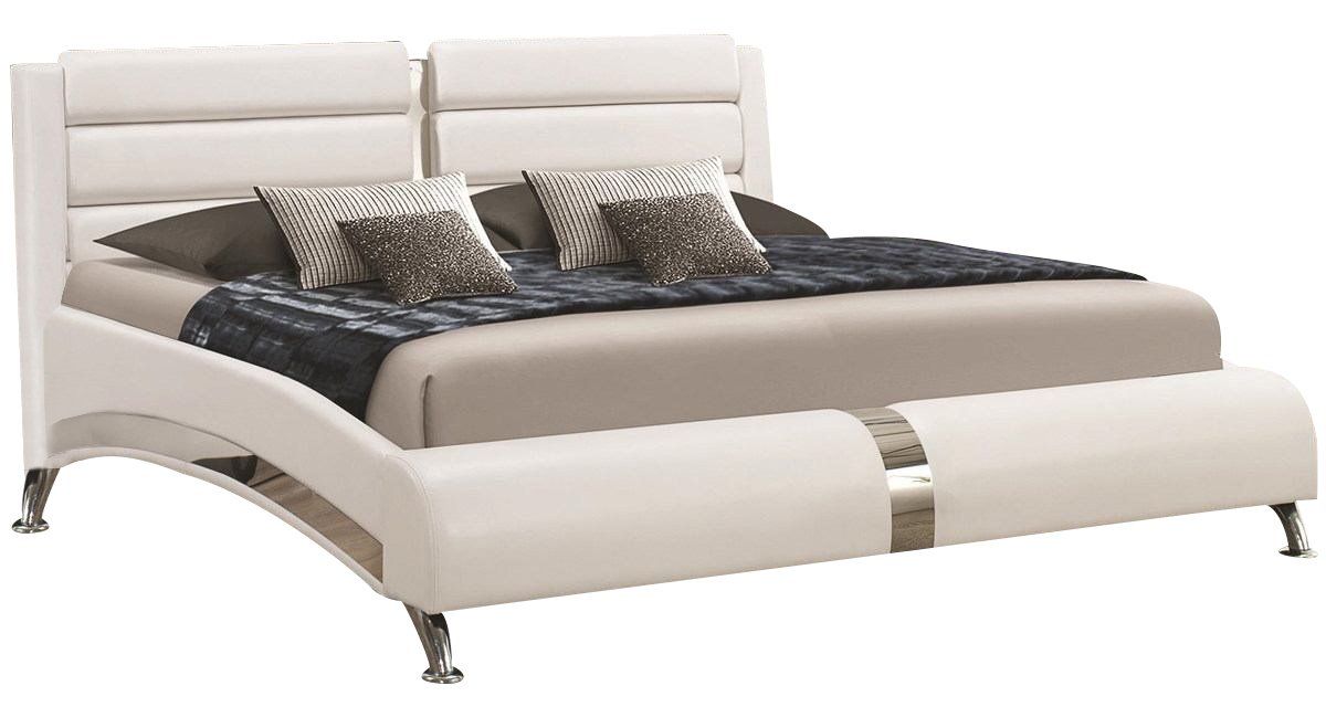 Large image Coaster Felicity Queen Panel Bed with Metallic Legs in Glossy White 300345Q