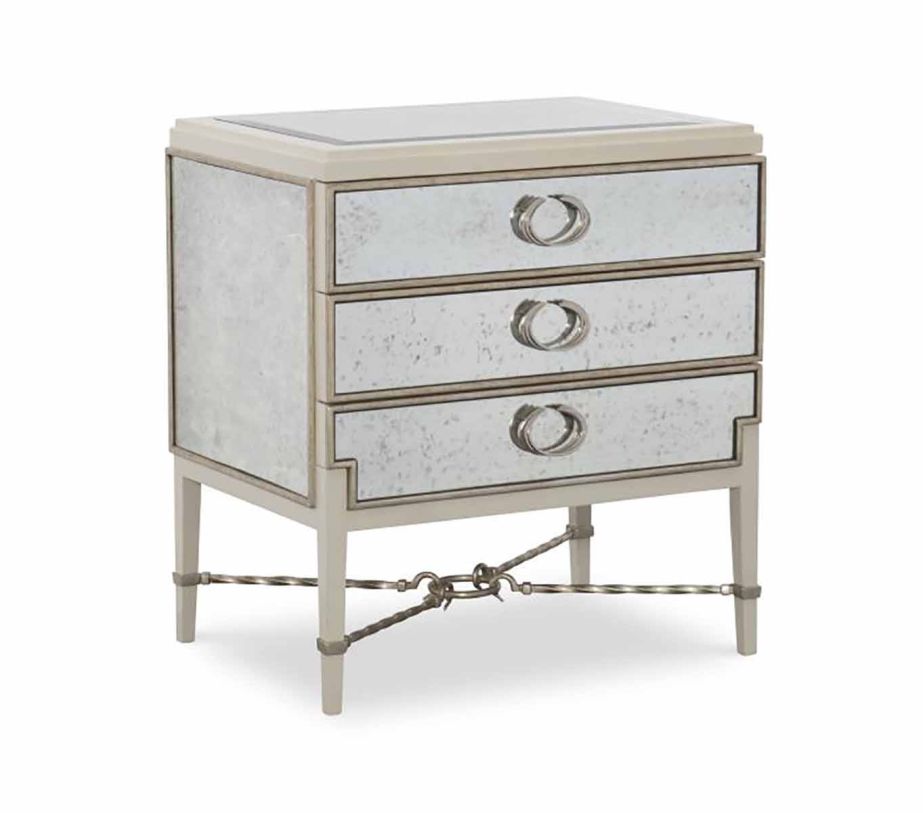 Large image Maitland-Smith Bolero 2 Drawer Nightstand in Silver 88-0712 PROMO