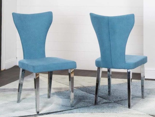 Large image Cramco Asher Side Chair (Set of 2) in Chrome/Aqua ND027-03