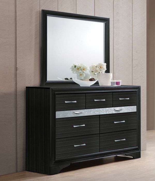 black 9 drawer dresser with mirror Modern Black 9 Drawer Dresser For Bedroom Large Storage Wide Chest Of Drawers, Sturdy & Safe Black Primary Living Space American Design,Contemporary, main image 1