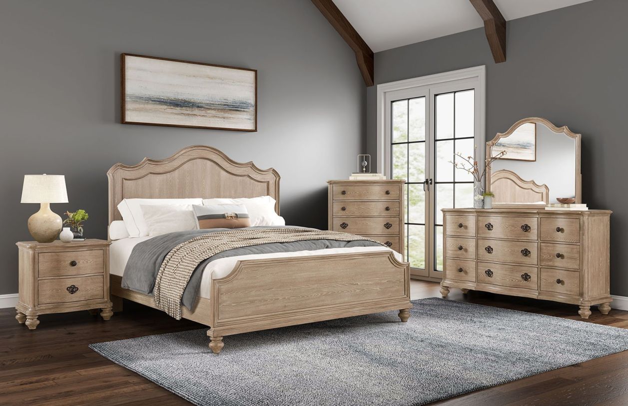 FD Home Annecy Lake 2pc Panel Bedroom Set in Beige 7321