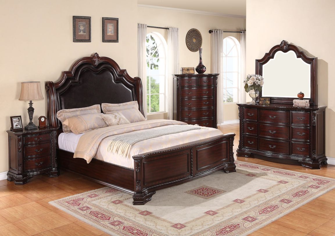 Crown Mark Furniture Sheffield 4pc Upholstered Bedroom Set