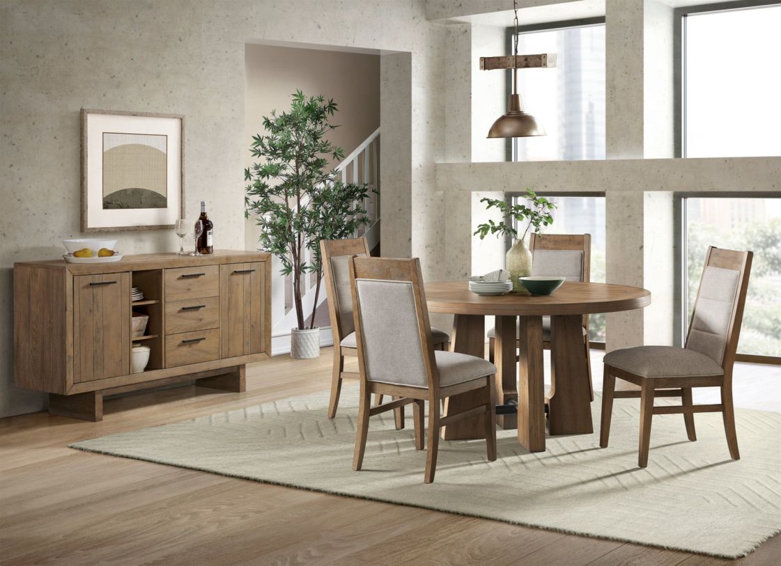 Intercon Furniture Landmark 6 Piece Round Dining Set in Weathered Oak