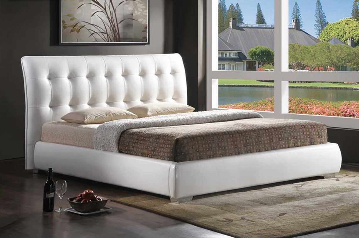 White faux leather tufted headboard sale