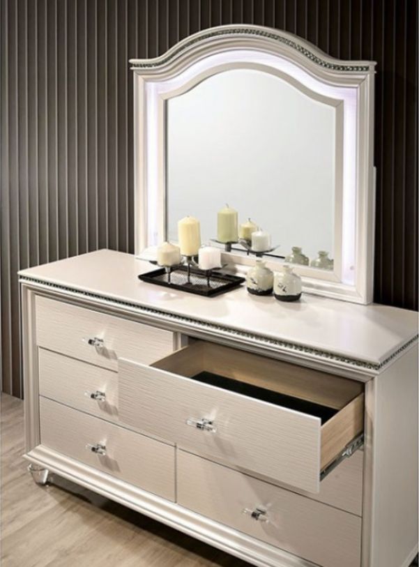 Furniture of America Allie Pearl White Dresser | Ornate Home