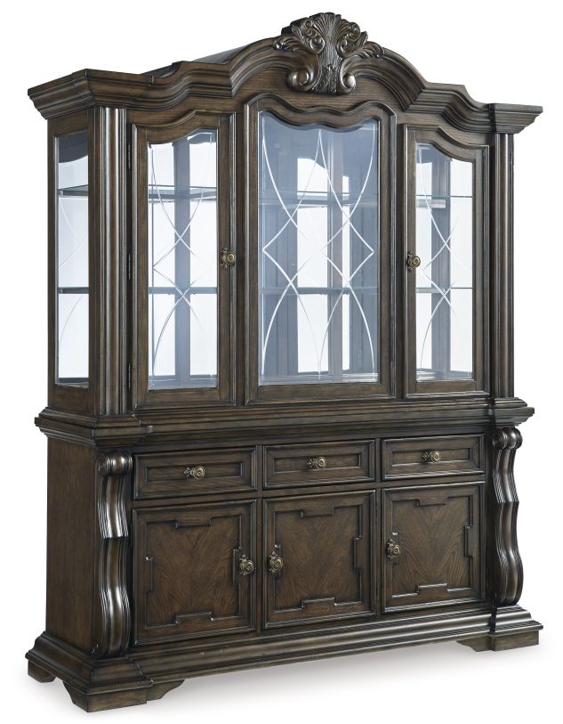 Maylee Buffet & Hutch - Dark Brown - (D947D1) Maylee Buffet & Hutch - Dark Brown - (D947D1)