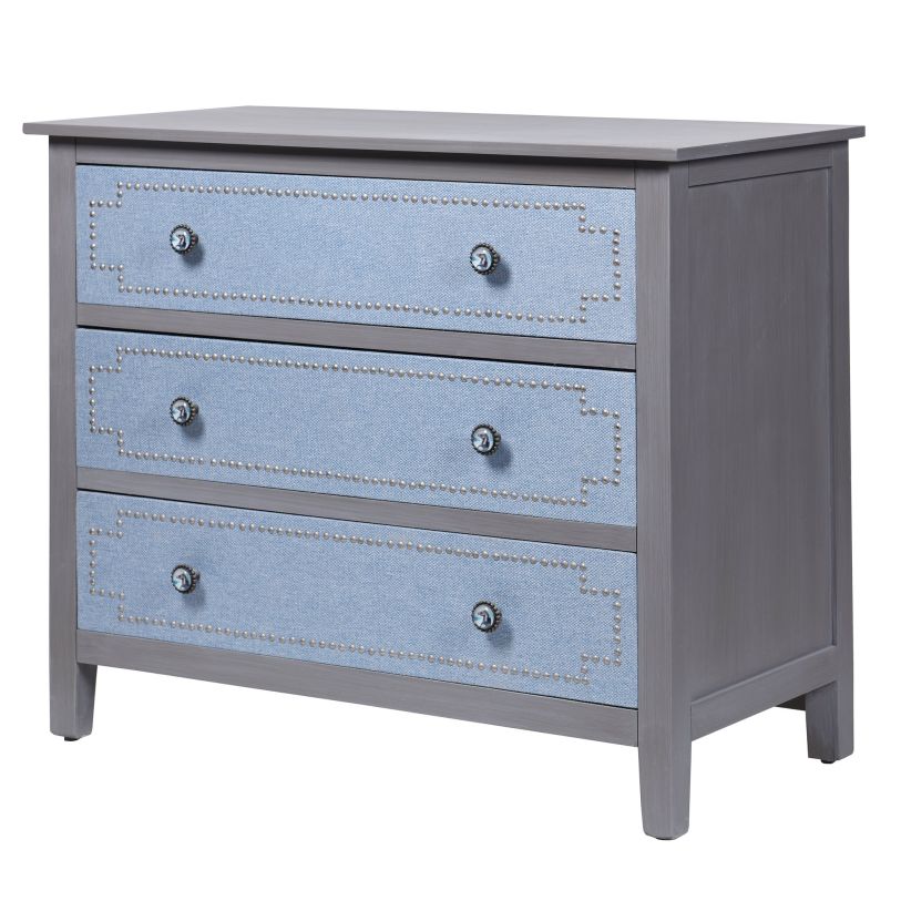StyleCraft Dann Foley Lifestyle Gray and Light Blue 3 Drawer Dresser with  Antique Knobs DFF20035