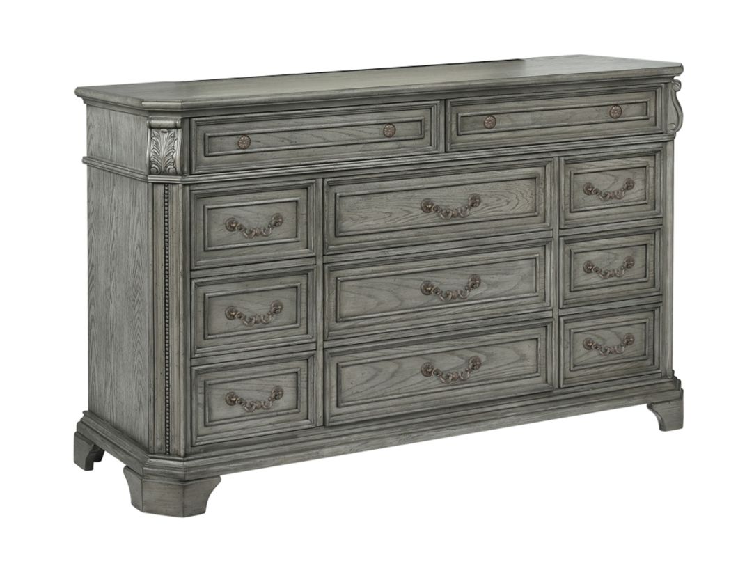 Brushed gray outlet dresser