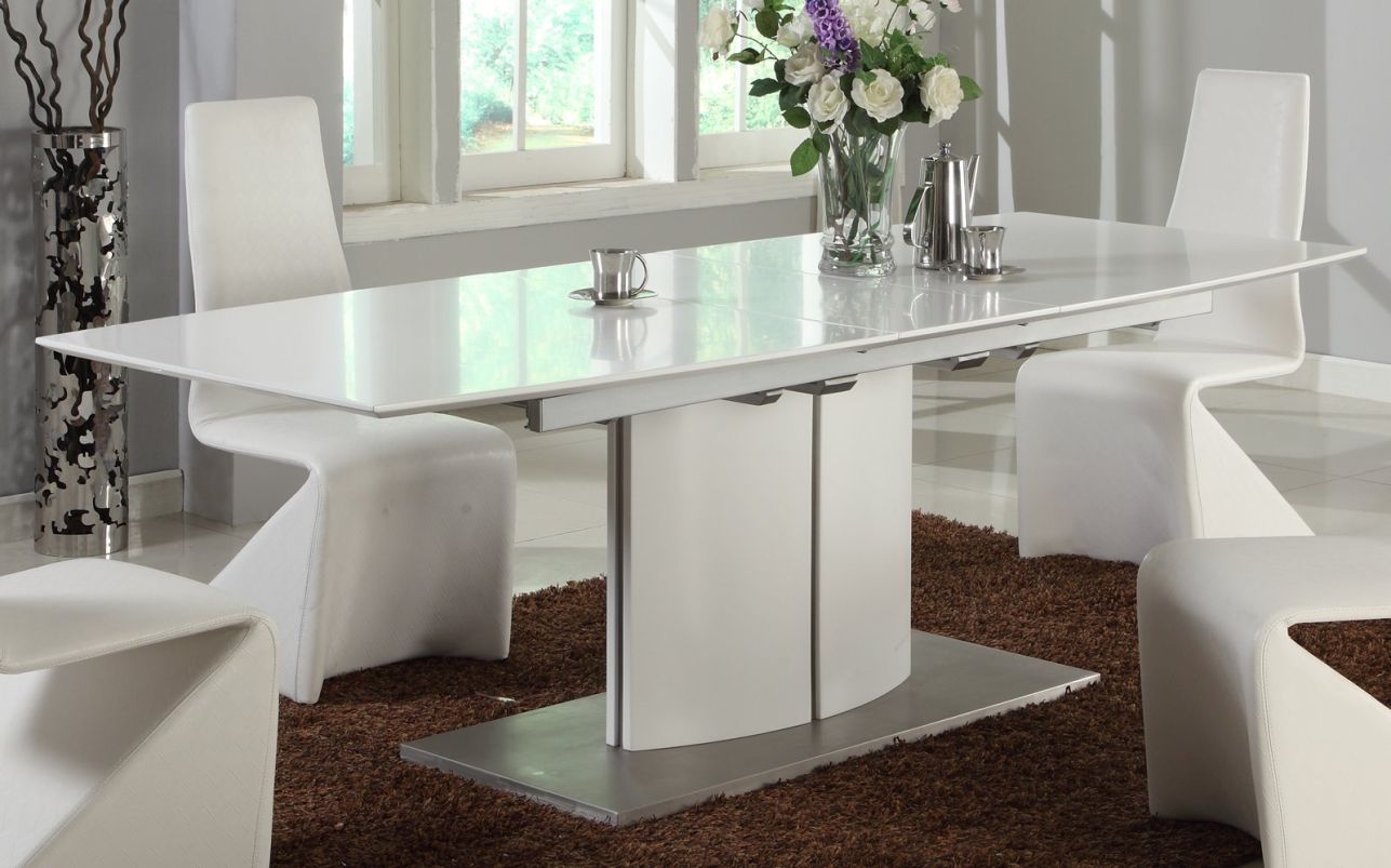 Chintaly Elizabeth Self Storing Extension Dining Table in Matt White ELIZABETH DT