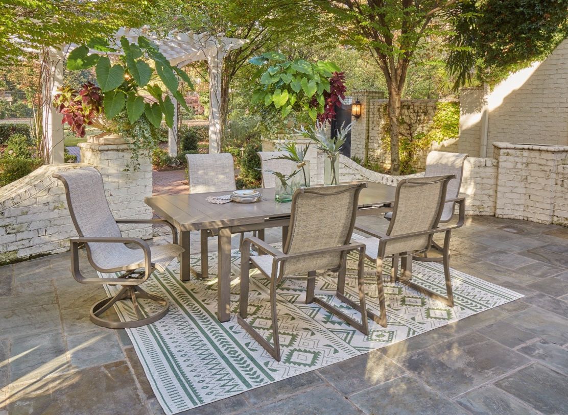 Beach Front 7 Piece Outdoor Dining Set - Beige Beach Front 7 Piece Outdoor Dining Set - Beige