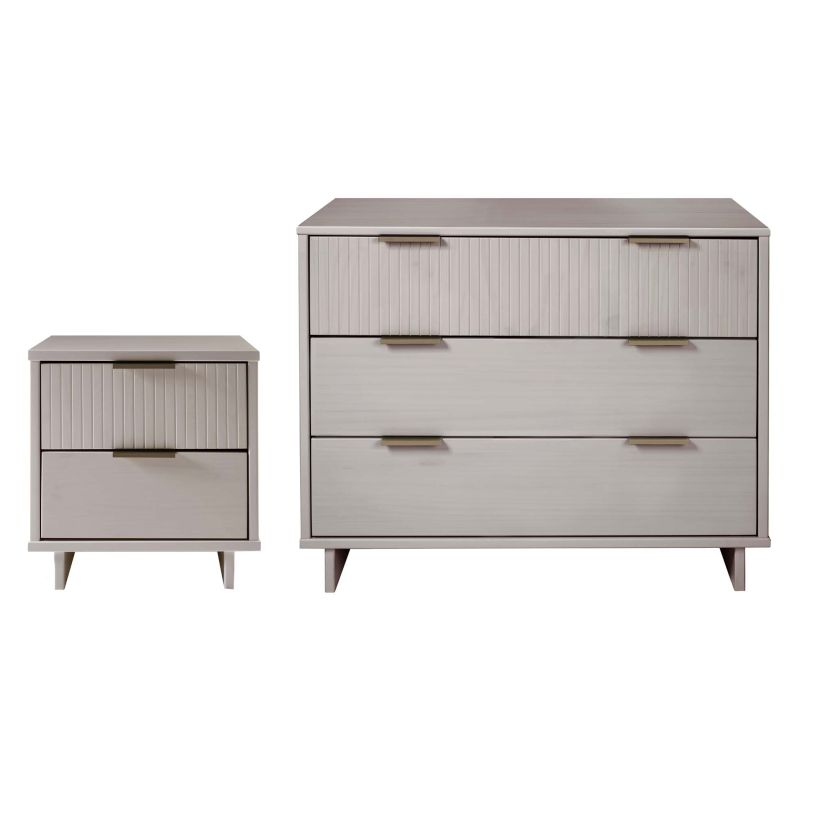 Manhattan Comfort 2-Piece Granville Modern Solid Wood Standard Dresser and Nightstand Set in Light Grey GRAN046 Manhattan Comfort 2-Piece Granville Modern Solid Wood Standard Dresser and Nightstand Set in Light Grey GRAN046