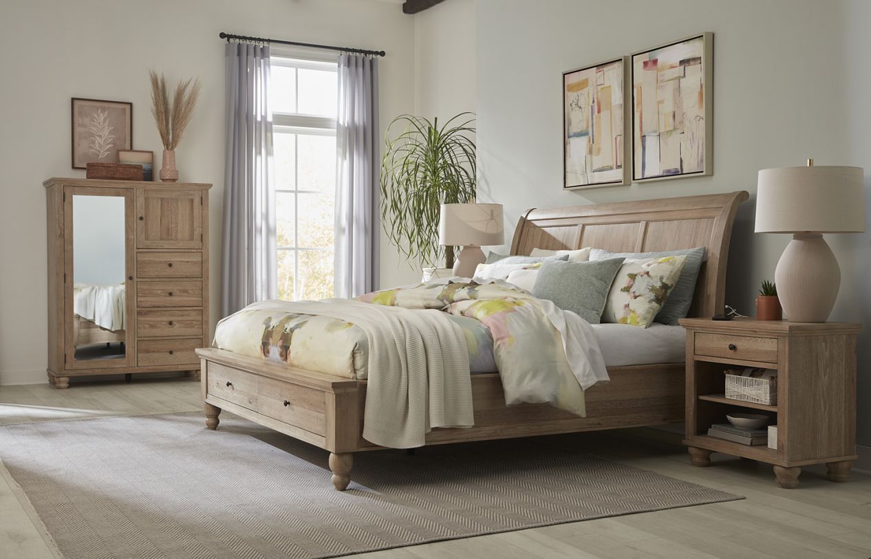 Aspenhome Cambridge 2pc Sleigh Storage Bedroom Set in Modern Khaki