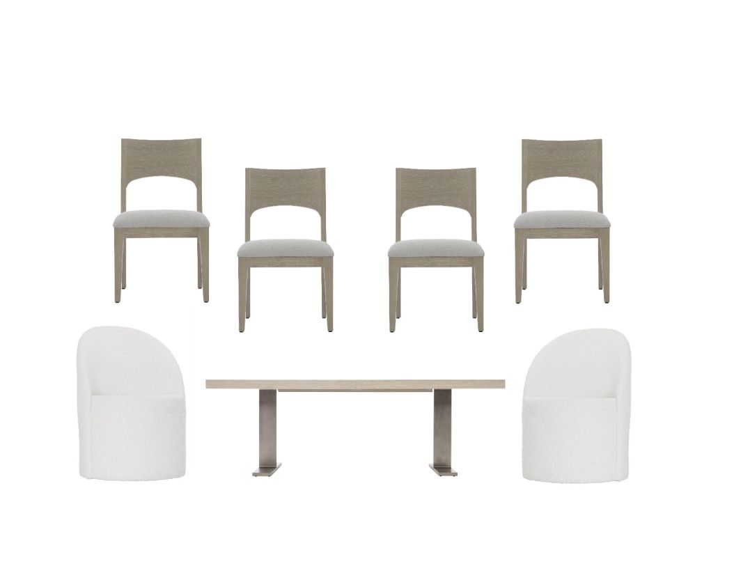 Bernhardt Solaria 7pc Rectangular Dining Table in Dune/Fossil SET A